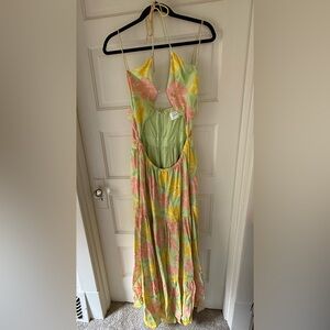 Sabo Skirt Floral Dress in Green and Pink